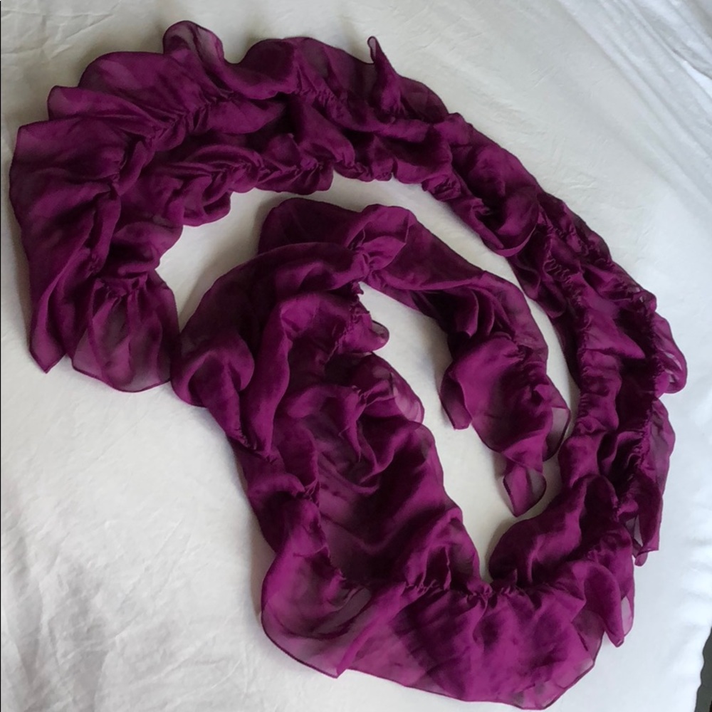 Ralph Lauren ruffled magenta silk scarf